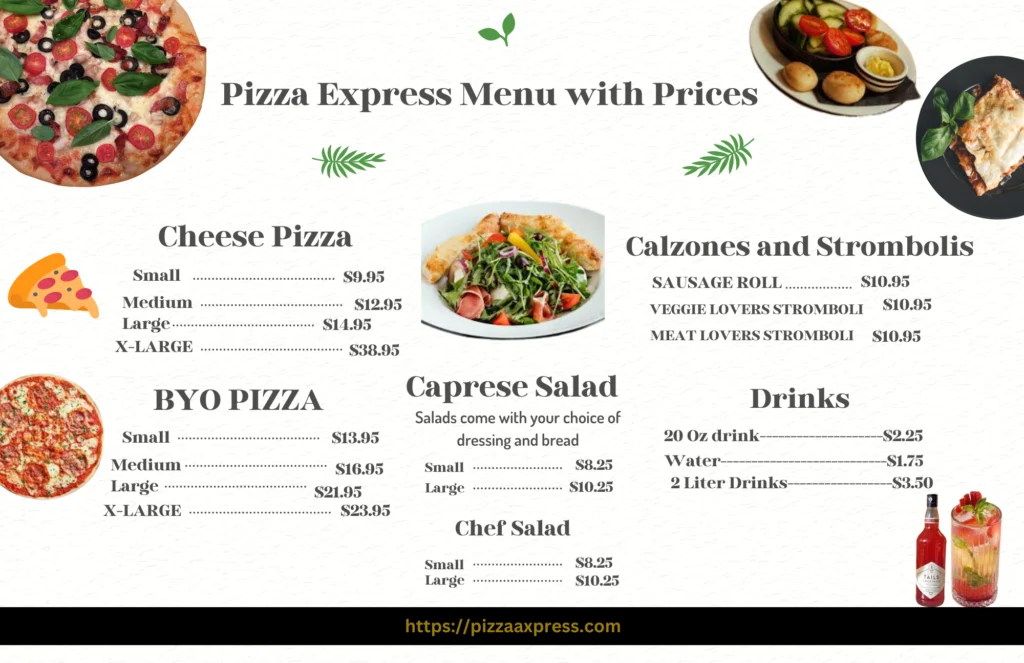 Explore Pizza Express Menu with prices and enjoy your favorite meal.