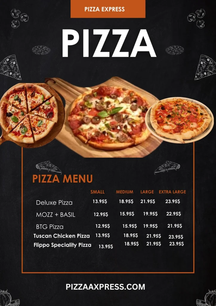 Explore Pizza Express Pizza Menu with prices.