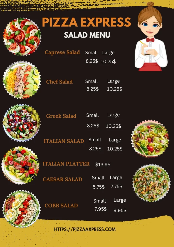 Pizza Express Salad Menu with prices.